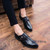 Black snake skin pattern monk strap slip on dress shoe 05