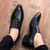 Black crocodile skin pattern slip on dress shoe 06