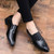 Black crocodile skin pattern slip on dress shoe 04