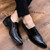 Black crocodile skin pattern slip on dress shoe 05