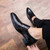 Black crocodile skin pattern slip on dress shoe 09