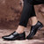 Black pleated velcro buckle slip on dress shoe 12