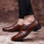 Brown pleated velcro buckle slip on dress shoe 05