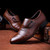 Brown pleated velcro buckle slip on dress shoe 16