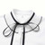 White contrast black long sleeve shirt with lace tie 16