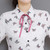 White butterfly polka dot pattern long sleeve shirt 10