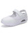 White cut out velcro slip on rocker bottom shoe sneaker 01