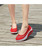 Red lace low cut slip on rocker bottom shoe sneaker 05