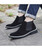 Black slip on dress shoe boot in plain 05