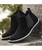 Black slip on dress shoe boot in plain 17