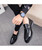 Black brogue slip on dress shoe stud on vamp 06