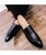 Black check pattern slip on dress shoe 05