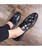 Black crocodile skin pattern tassel slip on dress shoe 05