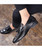 Black crocodile skin pattern tassel slip on dress shoe 06