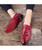 Red crocodile skin pattern tassel slip on dress shoe 03