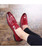 Red crocodile skin pattern tassel slip on dress shoe 07