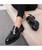 Black brogue tassel patent slip on dress shoe 02