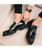 Black brogue tassel patent slip on dress shoe 05