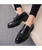 Black brogue tassel patent slip on dress shoe 03