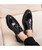 Black brogue tassel patent slip on dress shoe 09