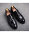 Black brogue tassel patent slip on dress shoe 12