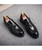 Black brogue tassel patent slip on dress shoe 13