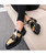 Black golden brogue tassel two tone slip on dress shoe 09