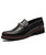 Black brogue red tone chain buckle slip on dress shoe 01