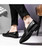 Black brogue metal buckle slip on dress shoe 09