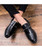 Black brogue stud patent slip on dress shoe 06