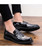 Black silver brogue stud two tone slip on dress shoe 03