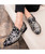 Black full floral pattern leather slip on dress shoe 04