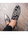 Black full floral pattern leather slip on dress shoe 07