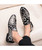 Black full floral pattern leather slip on dress shoe 09