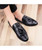 Black crocodile skin pattern tassel slip on dress shoe 08