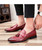 Red crocodile skin pattern tassel slip on dress shoe 04