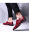 Red crocodile skin pattern derby dress shoe 07