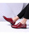 Red crocodile skin pattern derby dress shoe 04