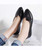 Black low cut point toe slip on shoe flat in plain 02