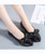 Black low cut point toe butterfly slip on shoe flat 03