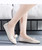 Beige low cut point toe butterfly slip on shoe flat 03