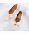 Beige low cut point toe butterfly slip on shoe flat 08