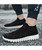 Black flyknit textured slip on sock like fit shoe sneaker 07