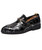 Black camo pattern metal buckle slip on dress shoe 01
