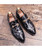 Black camo pattern metal buckle slip on dress shoe 09