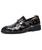 Black camo pattern metal buckle slip on dress shoe 12