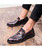 Red camo pattern metal buckle slip on dress shoe 06