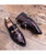 Red camo pattern metal buckle slip on dress shoe 10