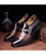 Brown splice metal buckle slip on dress shoe 13