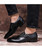 Black slip on dress shoe with side drawstring lace 09